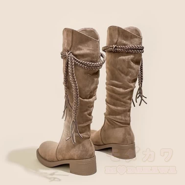 Vintage Fringe Knee High Boots - image 4