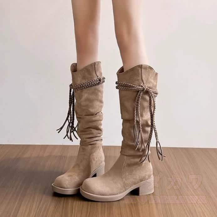 Vintage Fringe Knee High Boots - image 1