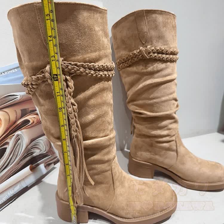 Vintage Fringe Knee High Boots - image 9