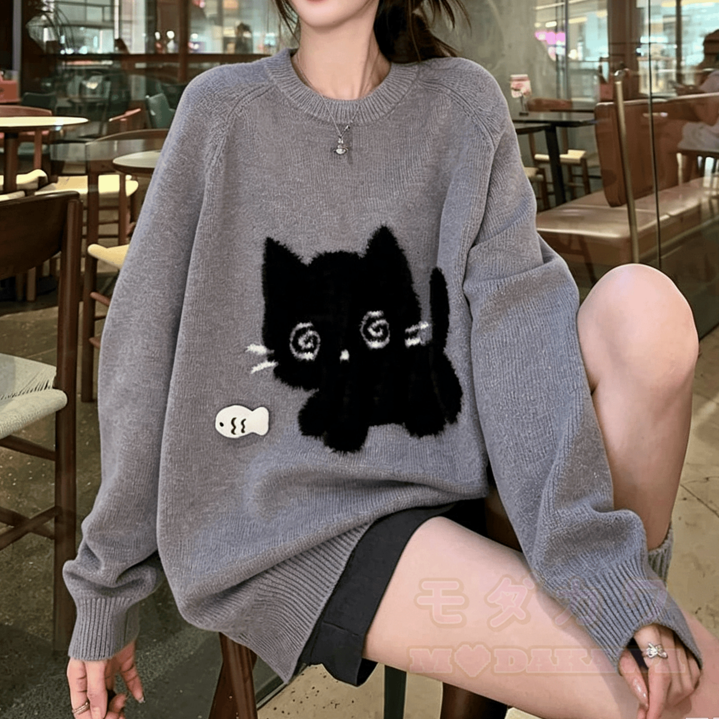 Chic Gray Sweater and Skort Two Pieces Set - Top - XL - image 2