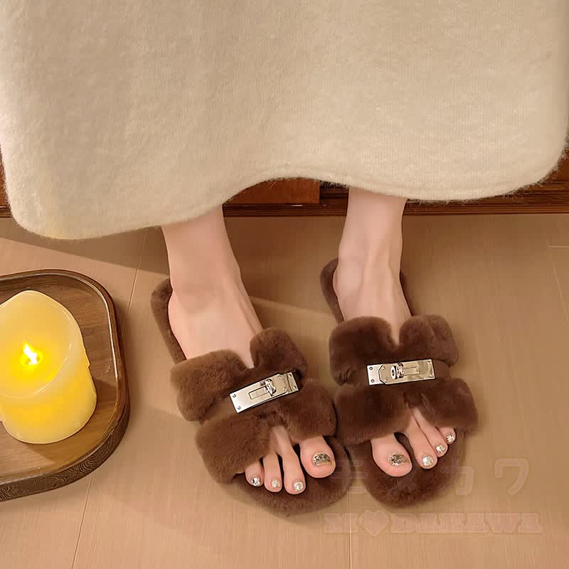 Soft Faux Fur Slip On Mules - image 3