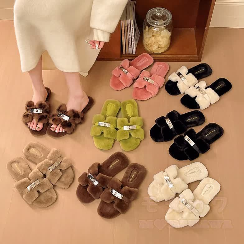 Soft Faux Fur Slip On Mules - image 2