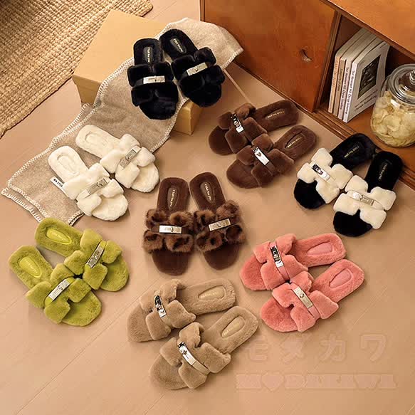 Soft Faux Fur Slip On Mules - image 1