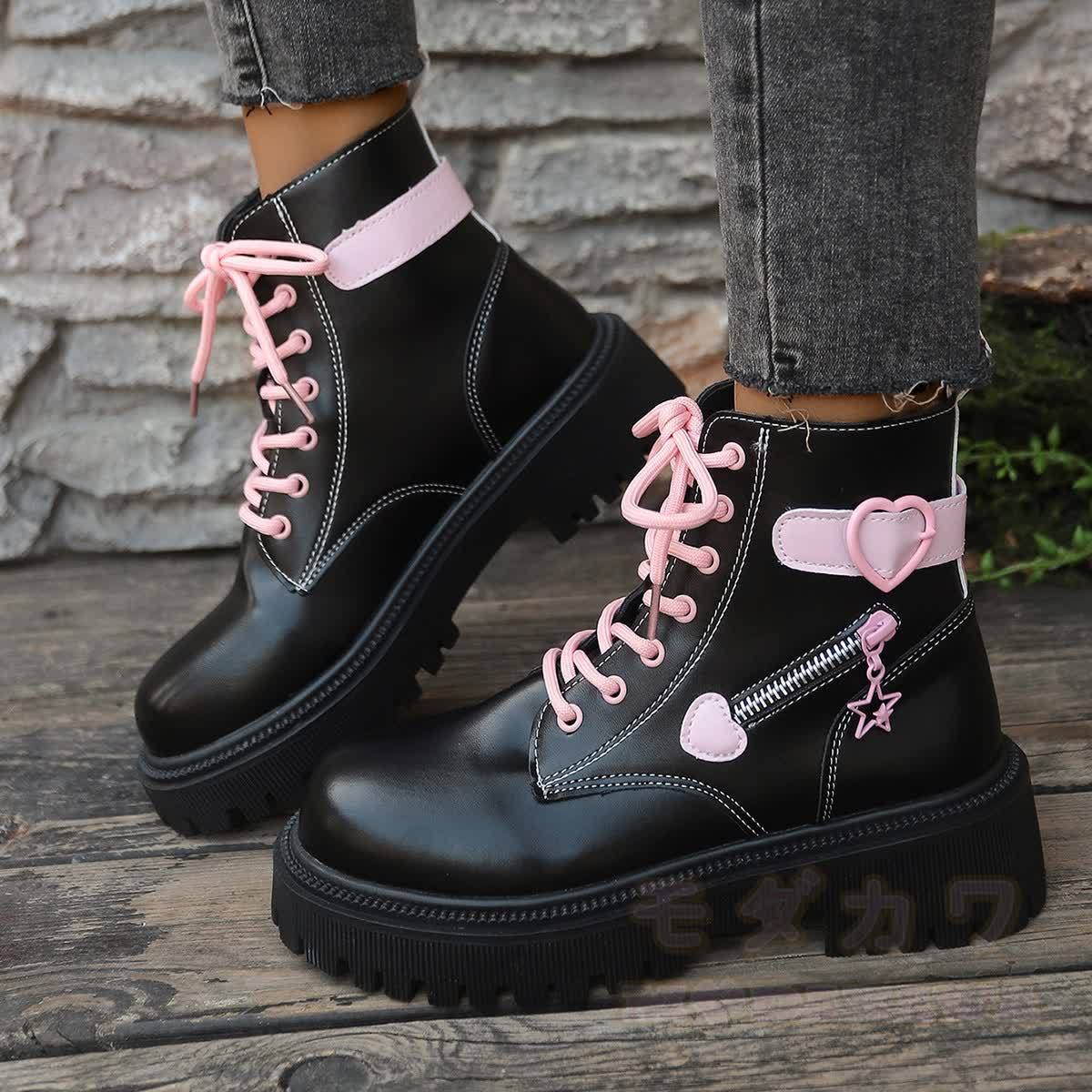 Y2K Preppy Chunky Ankle Boots - image 3