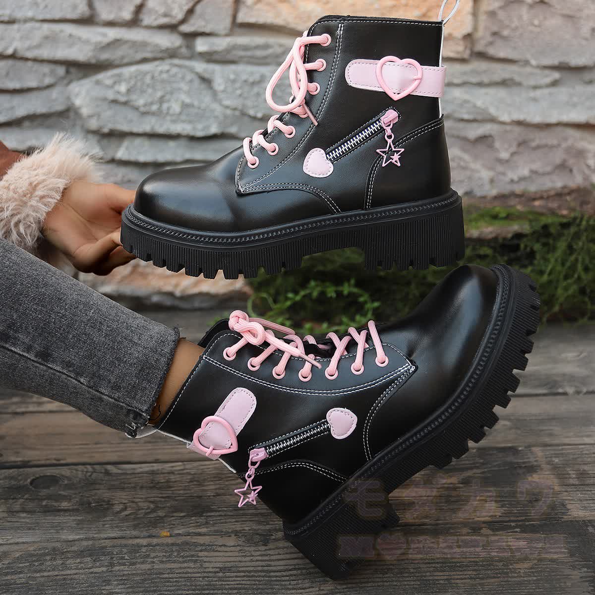 Y2K Preppy Chunky Ankle Boots - image 2