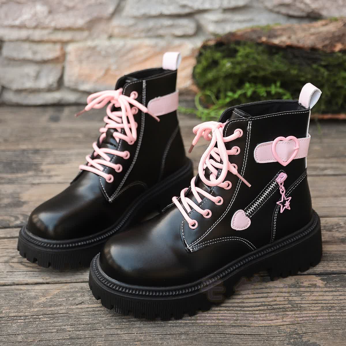 Y2K Preppy Chunky Ankle Boots - image 1
