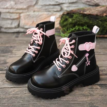 Y2K Preppy Chunky Ankle Boots - image 1