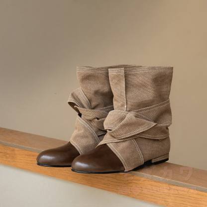 Vintage Bow Lace Up Round Toe Boots - image 8