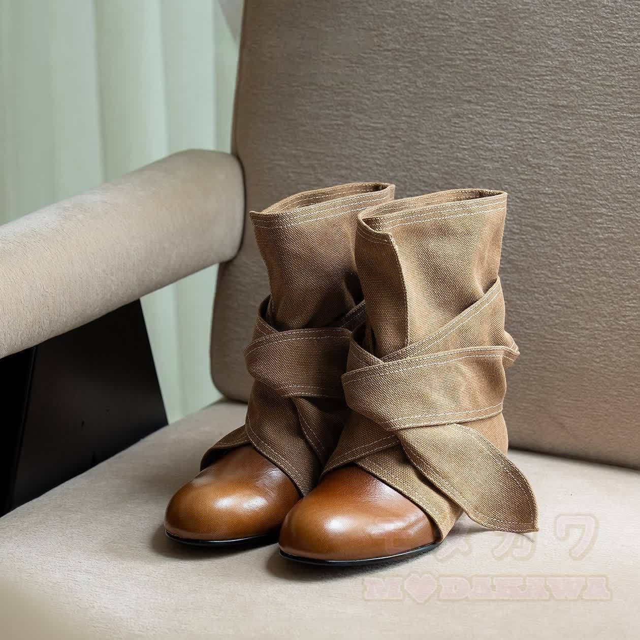 Vintage Bow Lace Up Round Toe Boots - image 6