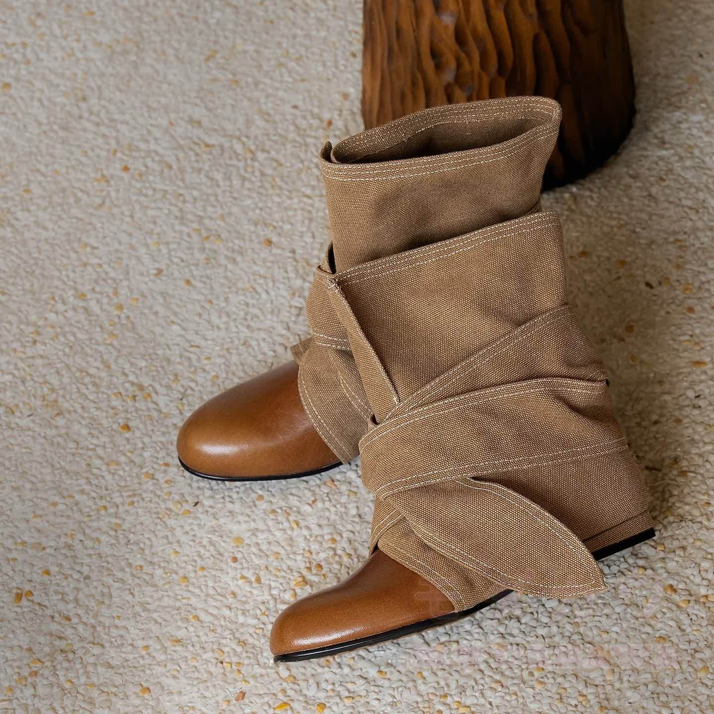 Vintage Bow Lace Up Round Toe Boots - image 7