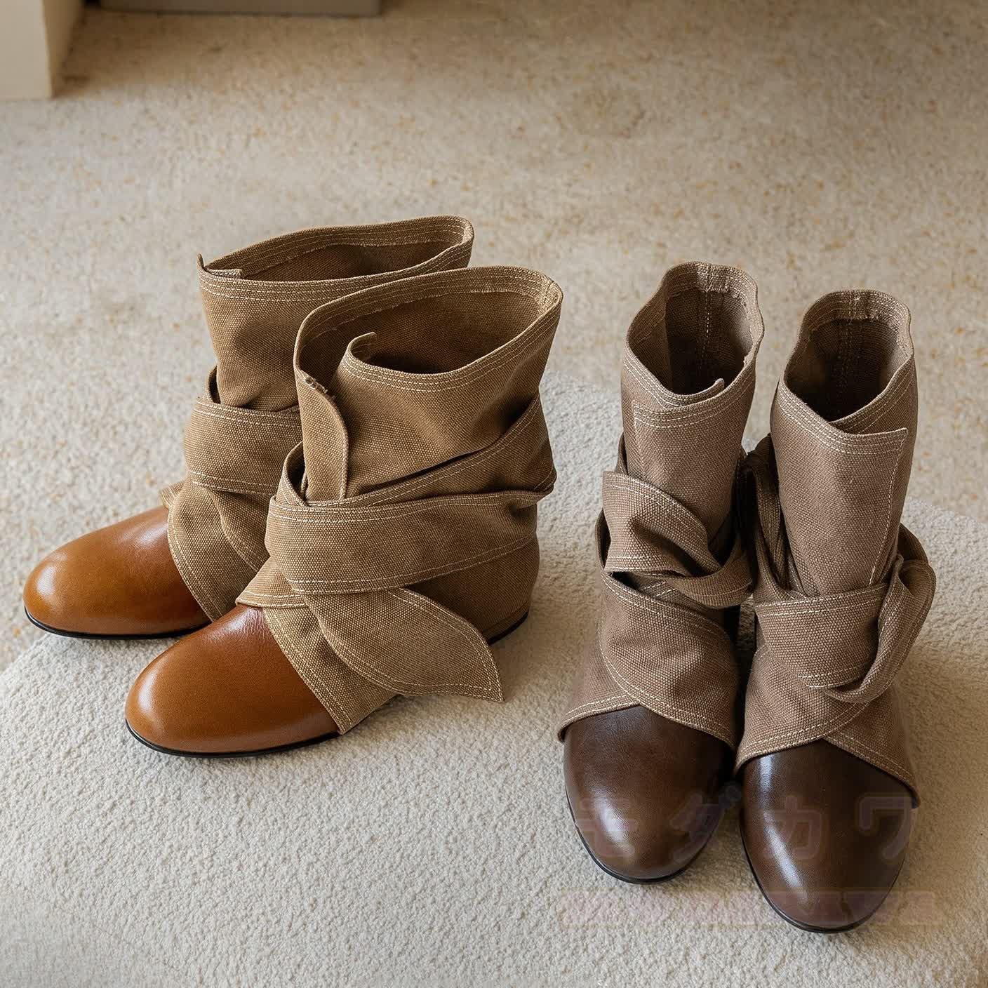 Vintage Bow Lace Up Round Toe Boots - image 1