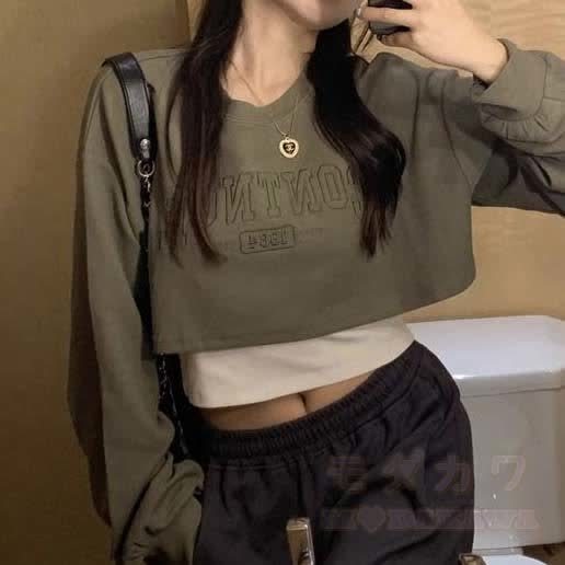 Preppy Long Sleeve Sweatshirt and Vest and Wide Leg Cargo Pants Three Pieces Set - image 2