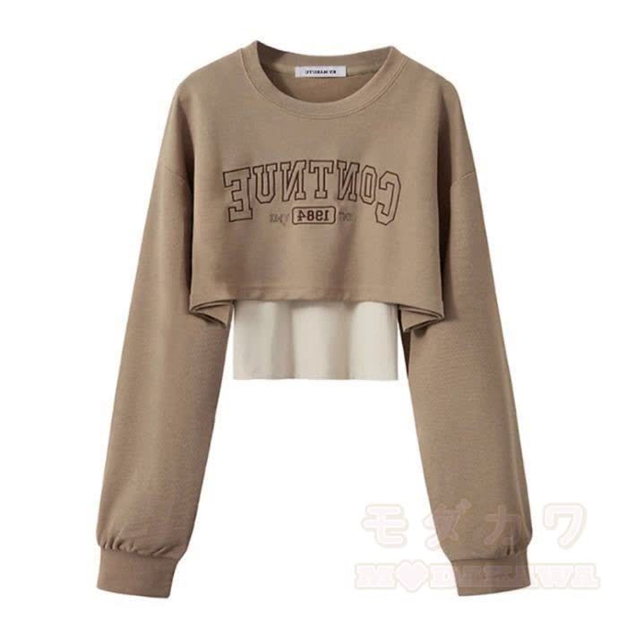 Preppy Long Sleeve Sweatshirt and Vest and Wide Leg Cargo Pants Three Pieces Set - Khaki Sweatshirt+Vest - 2XL - image 5