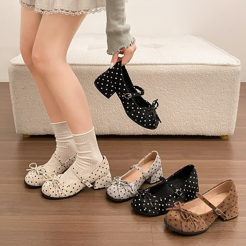 Sweet Polka Dot Bow Mary Jane Shoes - image 2
