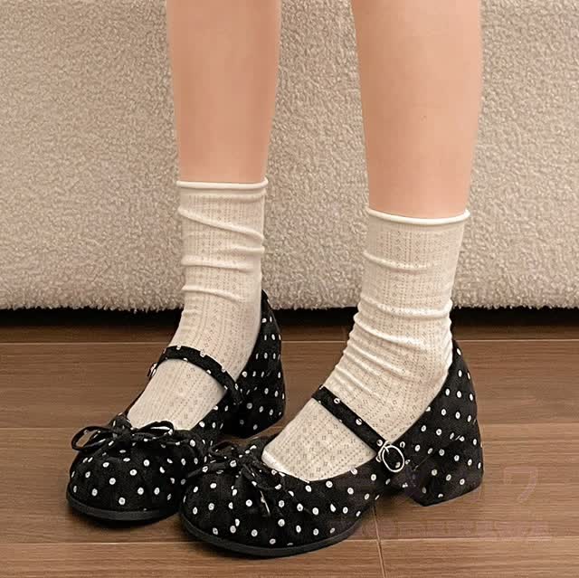 Sweet Polka Dot Bow Mary Jane Shoes - image 1