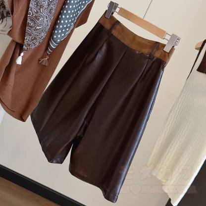 Vintage Faux Leather Wide Leg Shorts - image 3