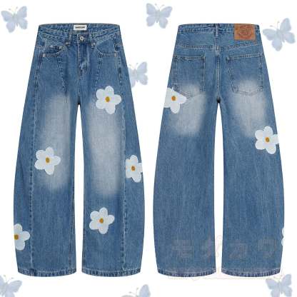 Chic Floral Embroidered Patchwork Jeans - image 1