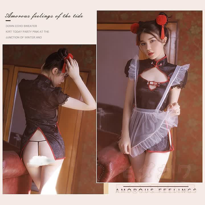 Sexy Cutout Cheongsam Uniform Costume Set - image 2