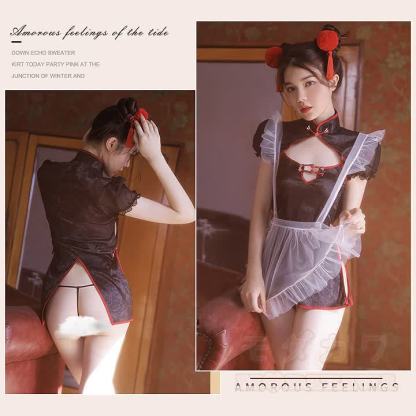 Sexy Cutout Cheongsam Uniform Costume Set - image 2