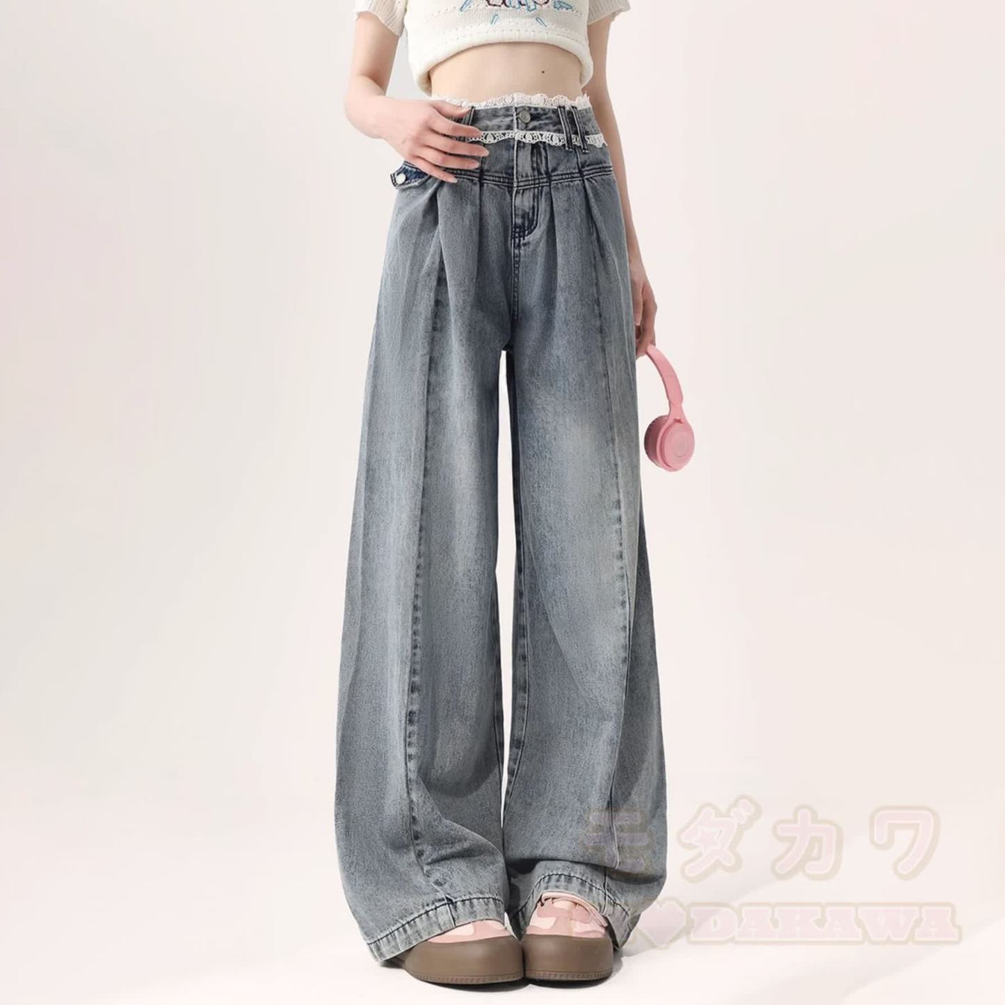 Maillard Hooded Knit Sweater and Shirt and Jeans Three Pieces Set - Pants - XL - image 4