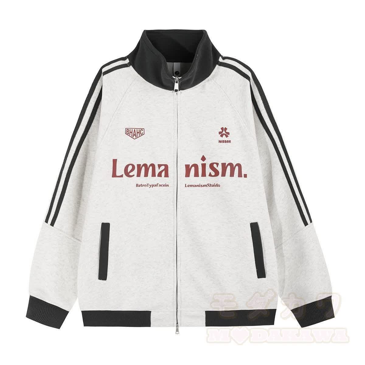 Street Sporty Stand Collar Sweatshirt Jacket - Off-White Gray - 2XL - image 2