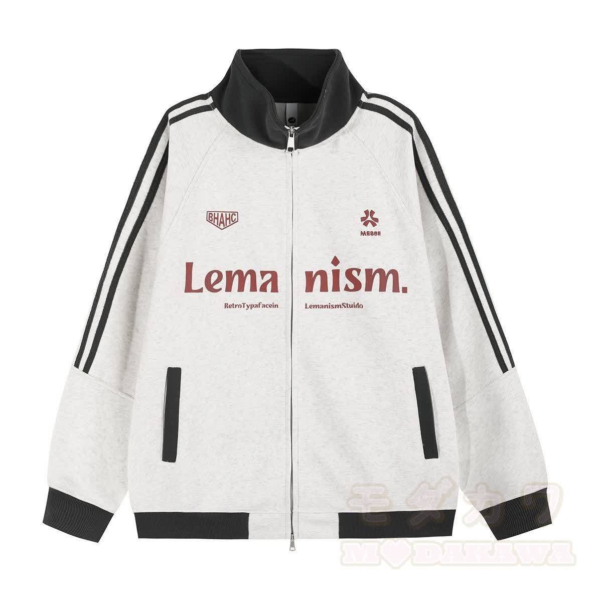 Street Sporty Stand Collar Sweatshirt Jacket - Off-White Gray - 2XL - image 2