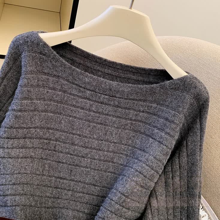 Chic Off Shoulder Fuzzy Sleeve Knit Top - image 3