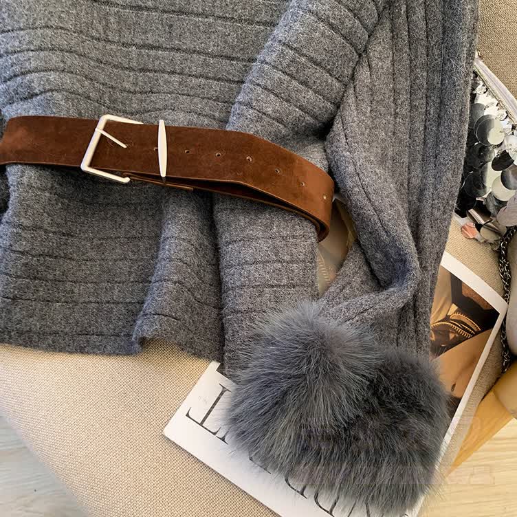Chic Off Shoulder Fuzzy Sleeve Knit Top - image 5