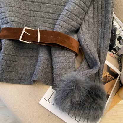 Chic Off Shoulder Fuzzy Sleeve Knit Top - image 5