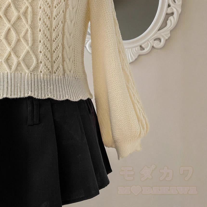 Off Shoulder Ruffle Trim Knit Top - image 4