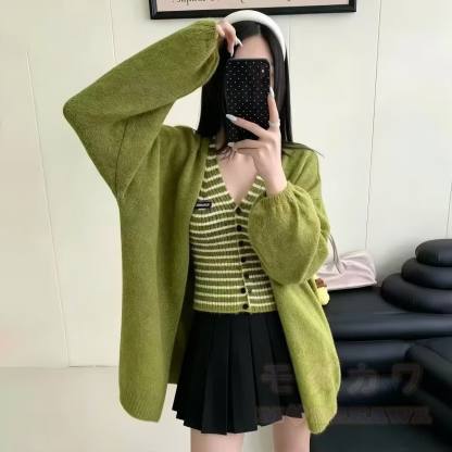Chic Striped Knit Vest with Cardigan Jacket - image 2