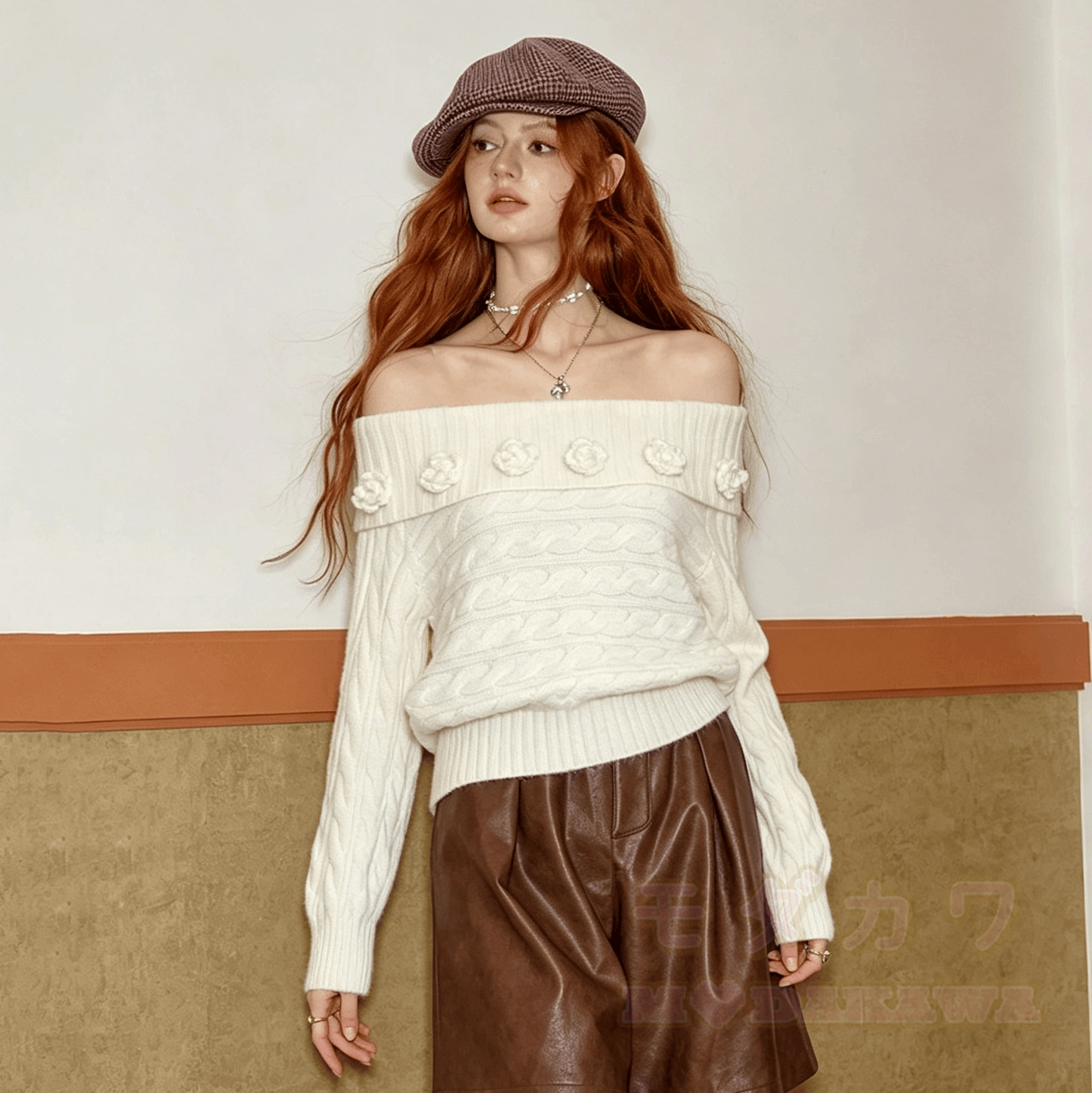Chic Off Shoulder 3D Floral Knit Top - image 1