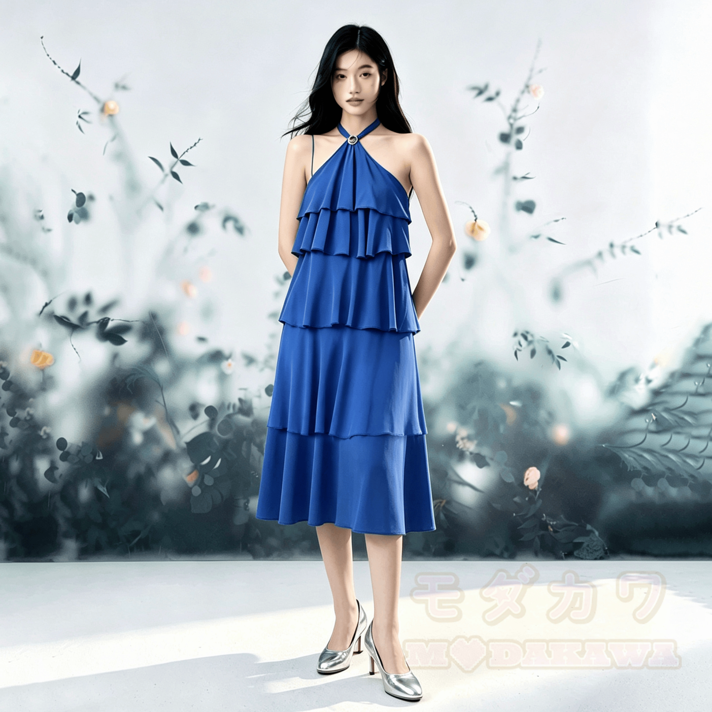Vacation Style Layered Sleeveless Dress - Blue - L - image 1
