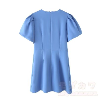 Glamorous Rhinestone Bow Cutout Puff Sleeves Dress - image 3