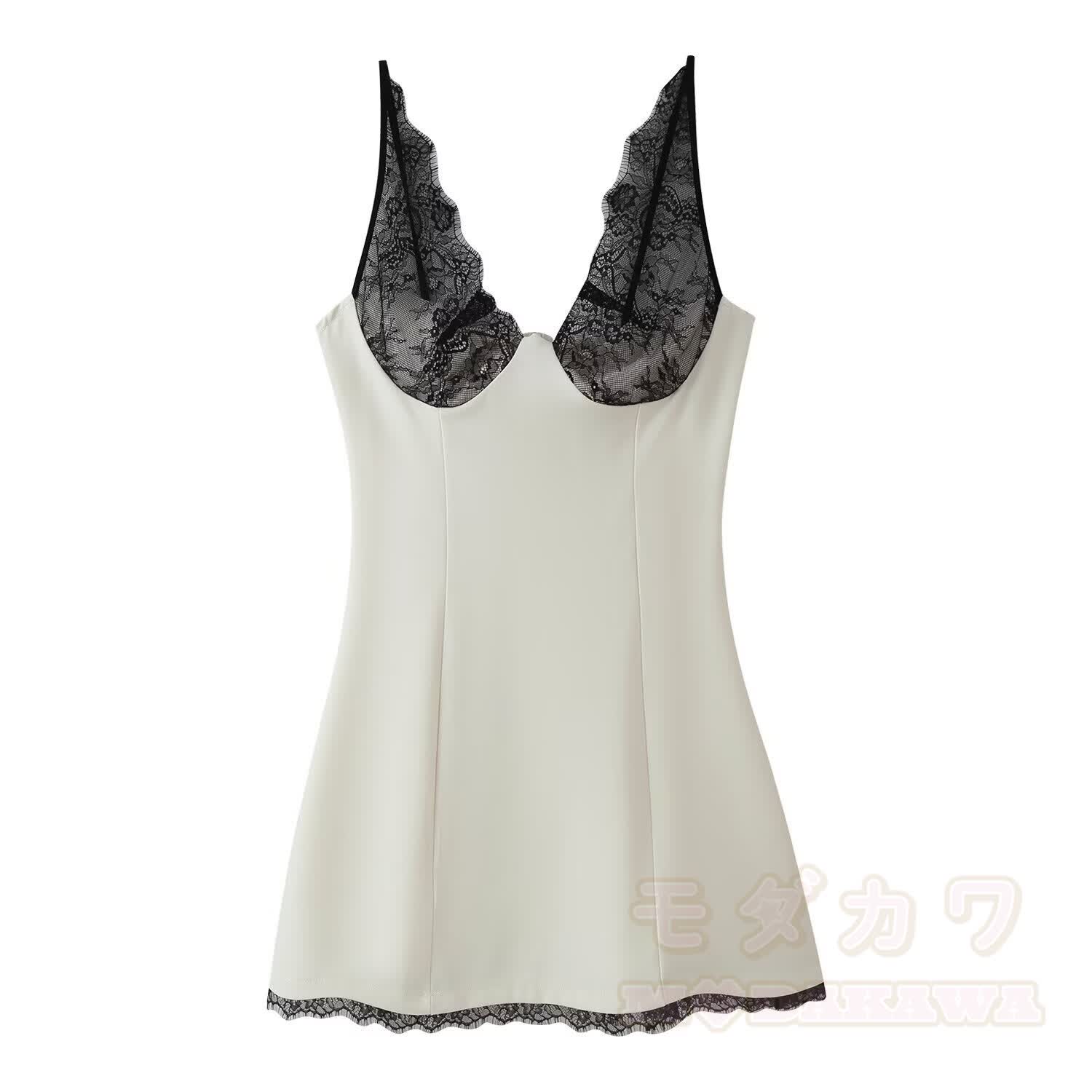 Backless Lace Patchwork Cami Dress - image 2