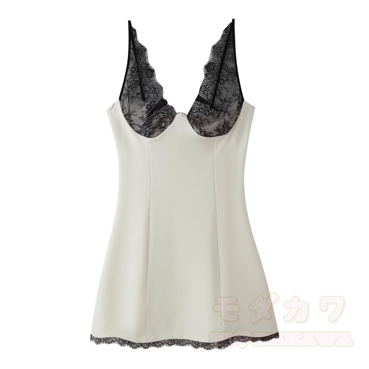 Backless Lace Patchwork Cami Dress - image 2