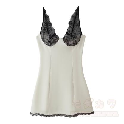 Backless Lace Patchwork Cami Dress - image 2