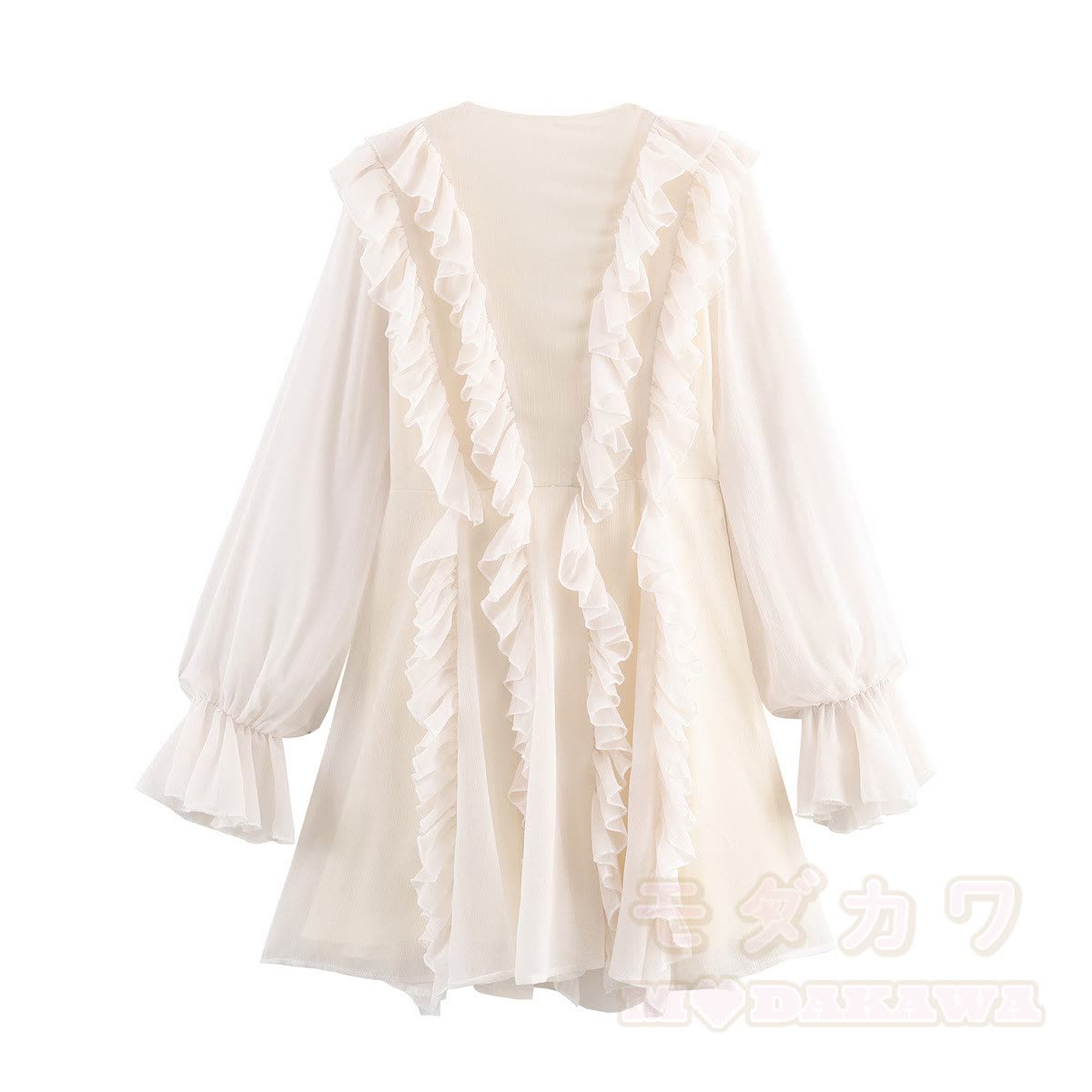 Dreamy Chiffon Ruffle Layered Long Sleeves Dress - image 3