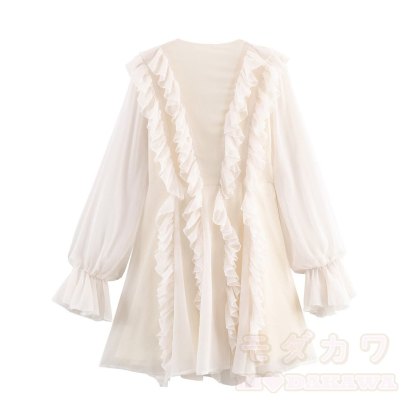 Dreamy Chiffon Ruffle Layered Long Sleeves Dress - image 3