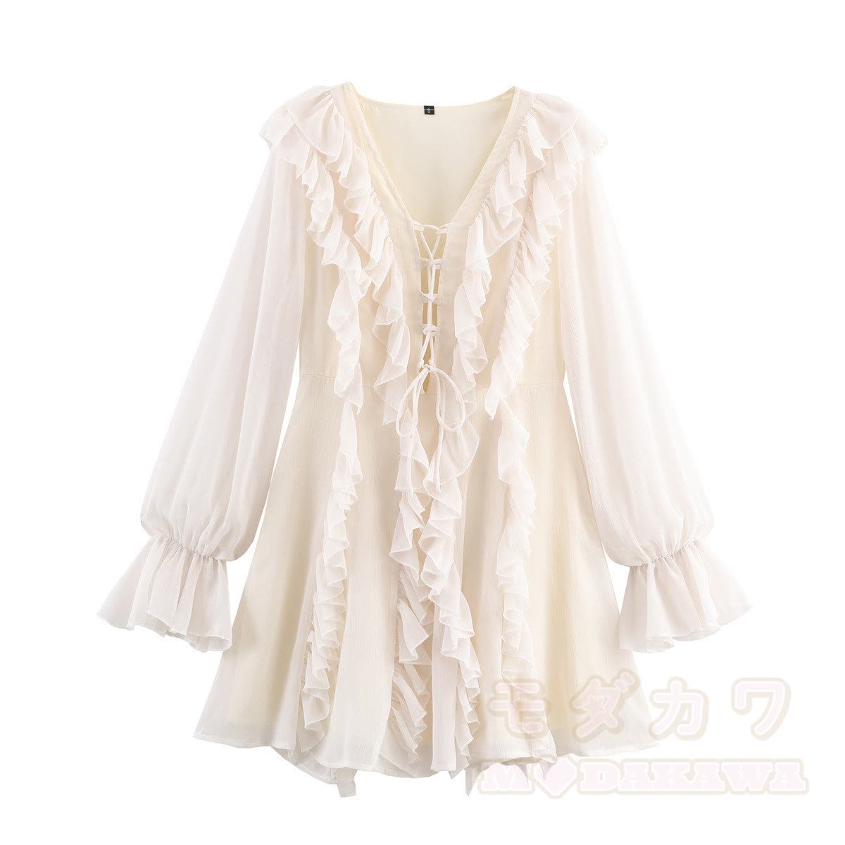 Dreamy Chiffon Ruffle Layered Long Sleeves Dress - image 2