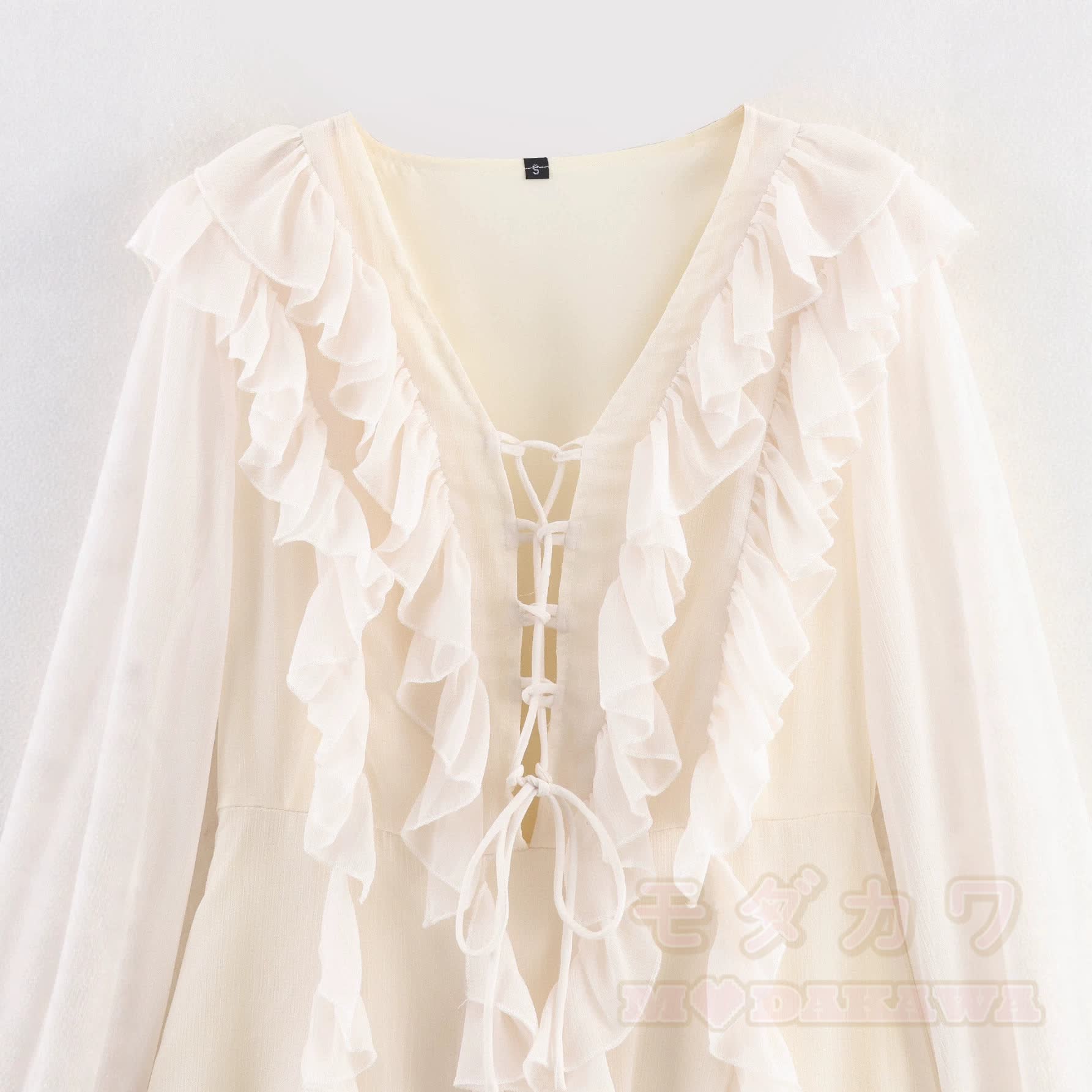 Dreamy Chiffon Ruffle Layered Long Sleeves Dress - image 4