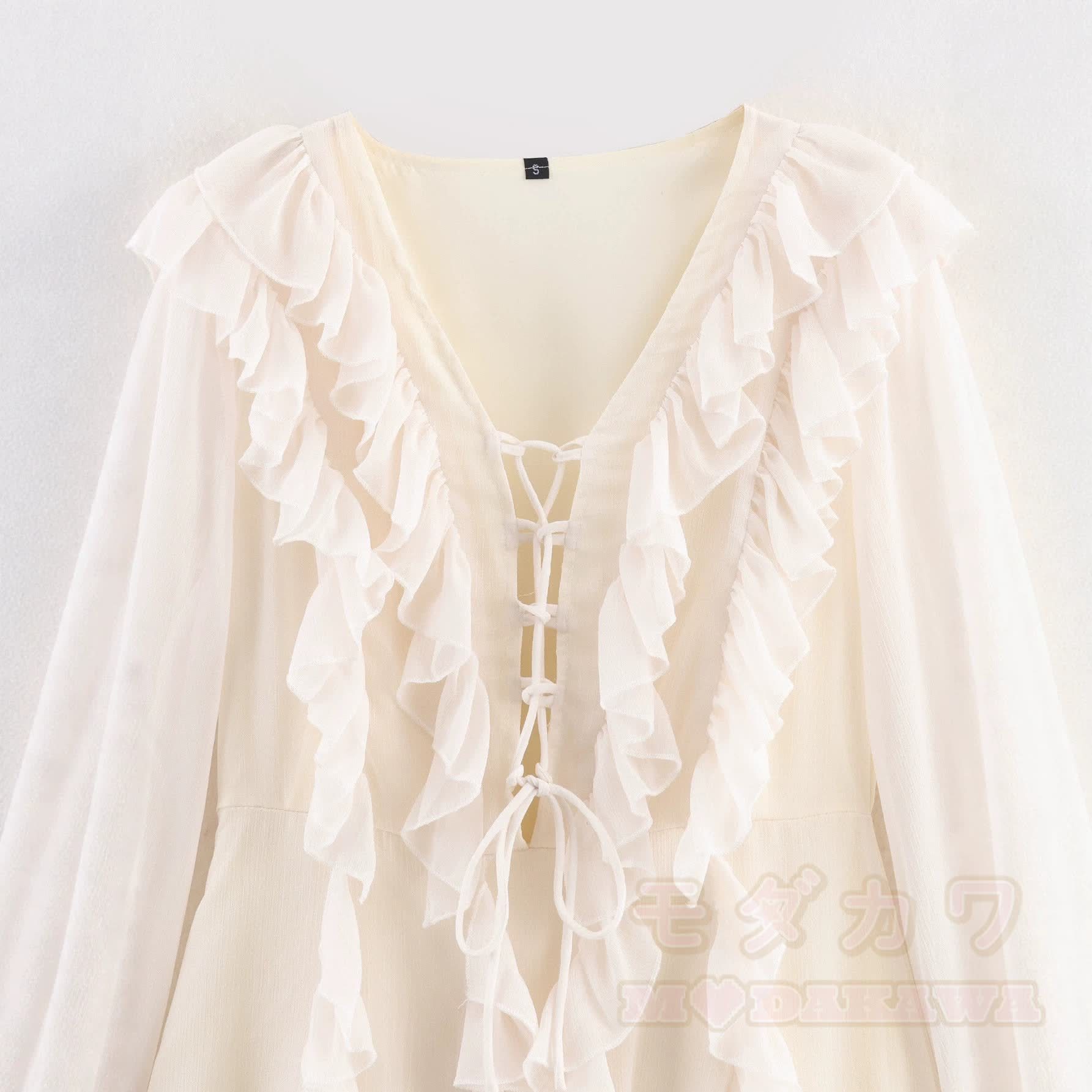 Dreamy Chiffon Ruffle Layered Long Sleeves Dress - image 4