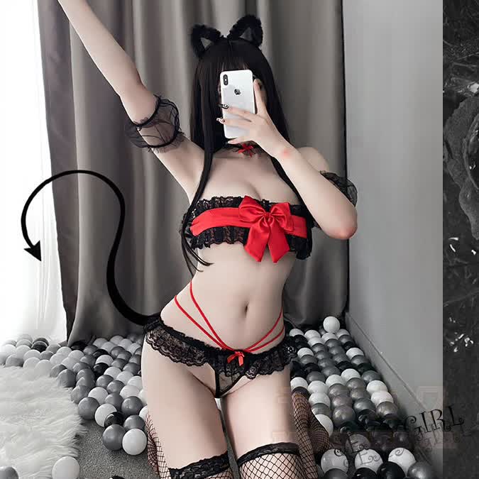 Bow Lace Sheer Sexy Lingerie - image 2