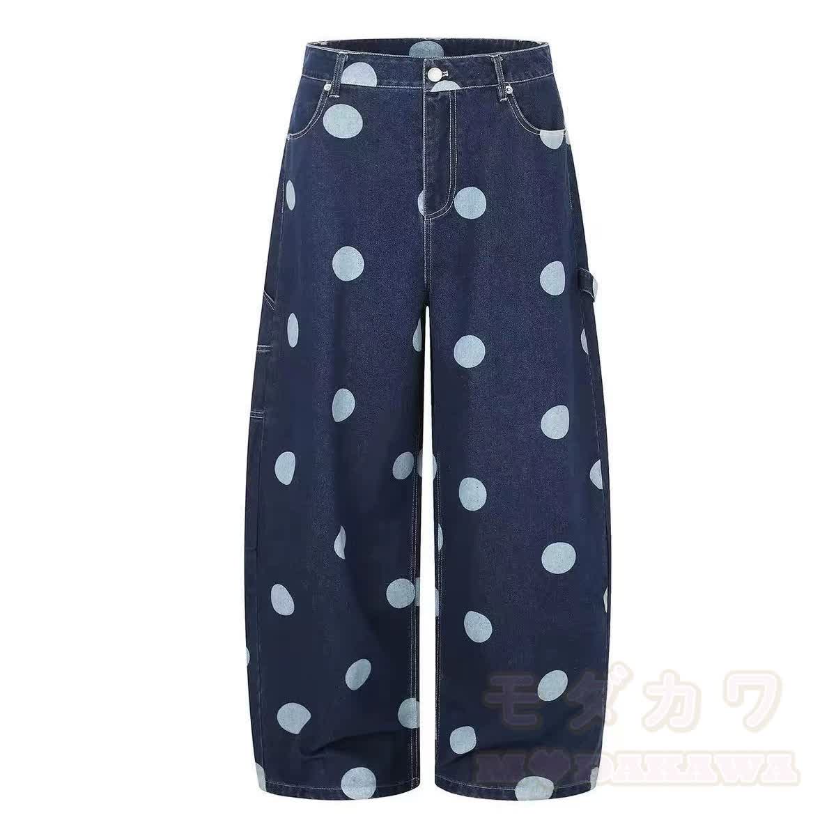 Vintage Large Polka Dot Denim Jeans - image 5