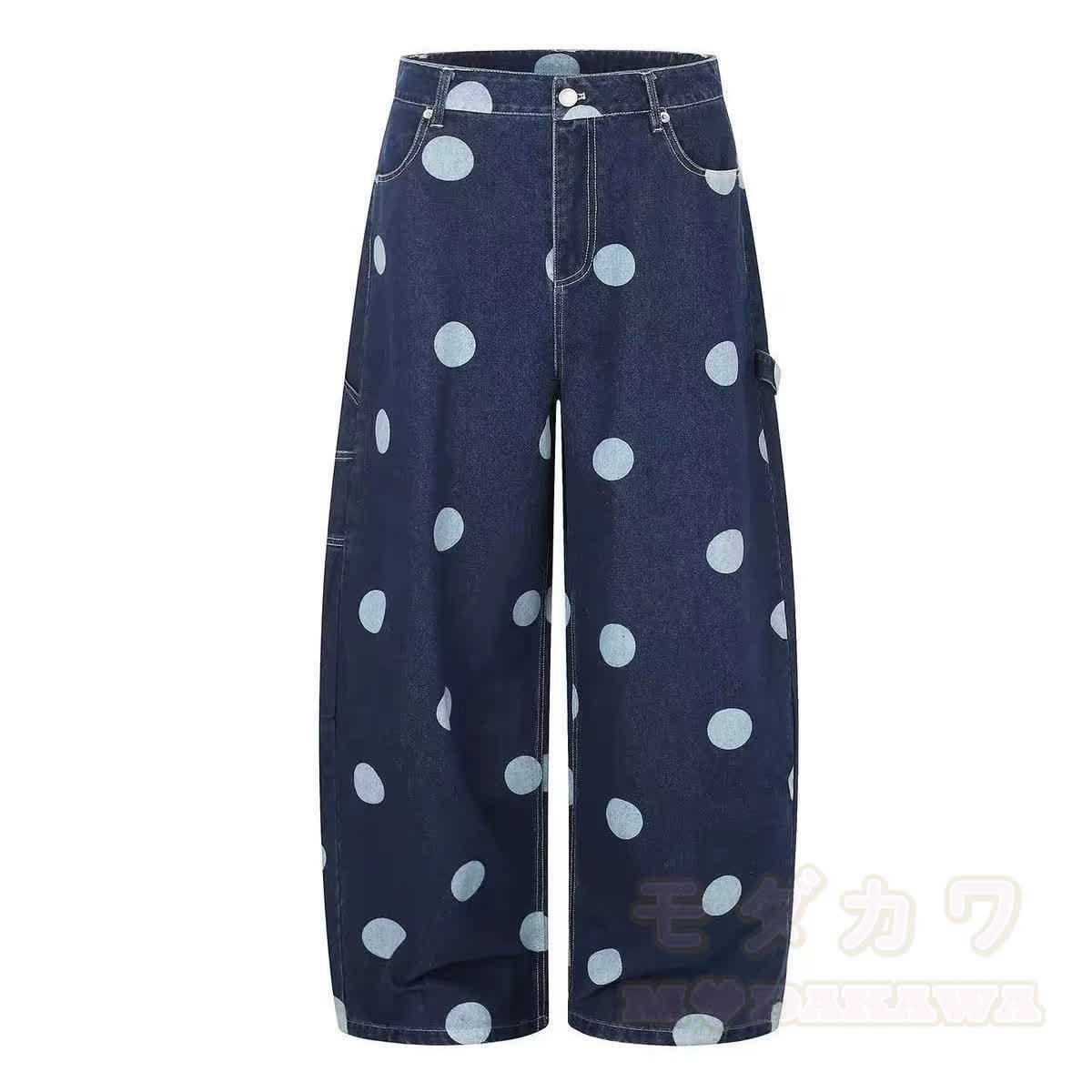 Vintage Large Polka Dot Denim Jeans - image 5