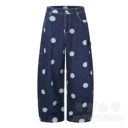Vintage Large Polka Dot Denim Jeans - image 5