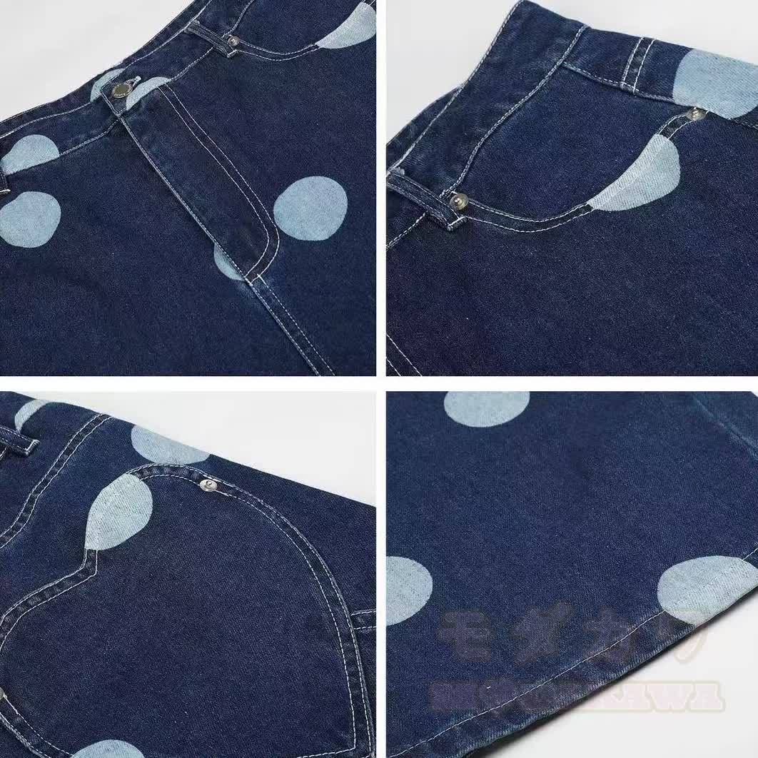 Vintage Large Polka Dot Denim Jeans - image 4