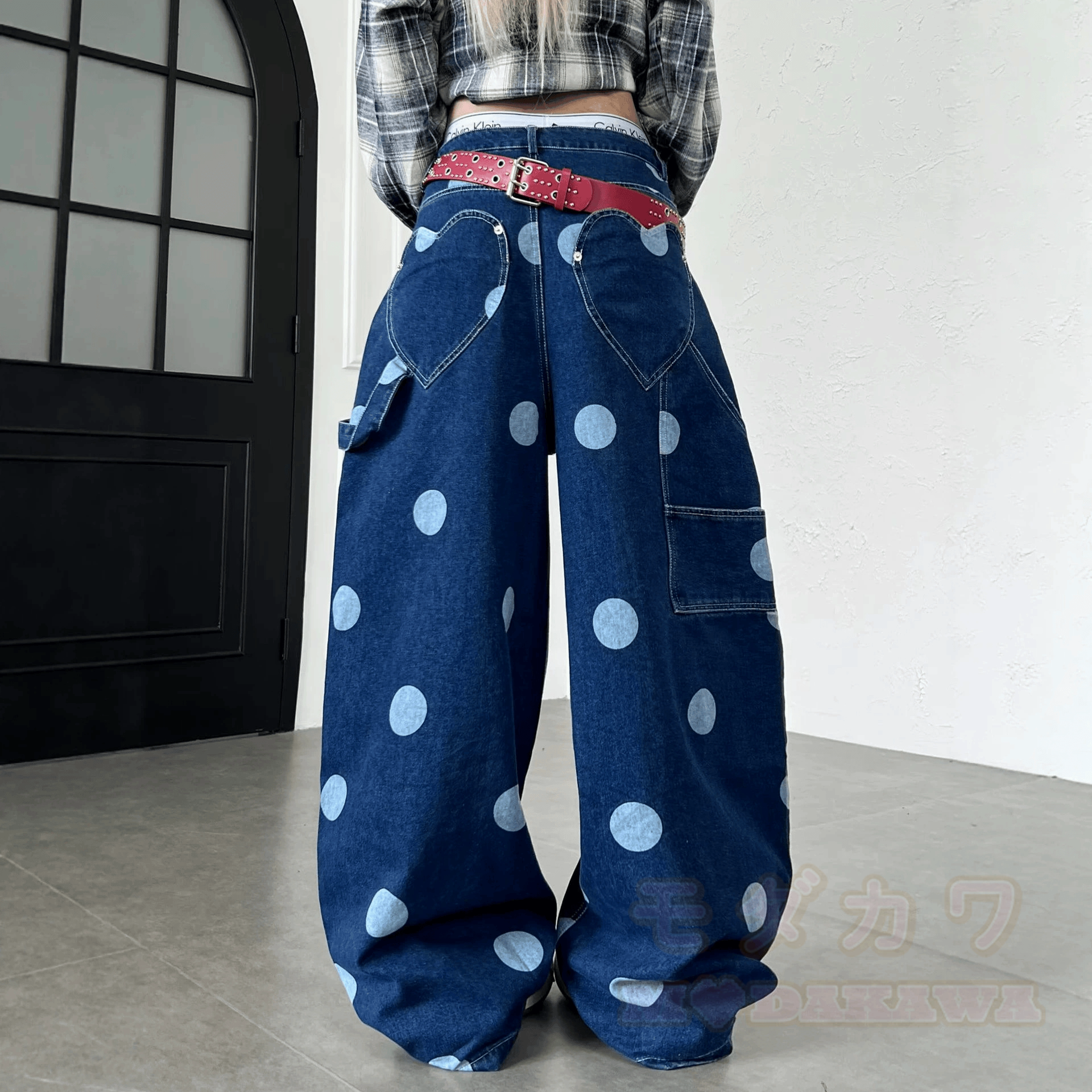 Vintage Large Polka Dot Denim Jeans - image 3