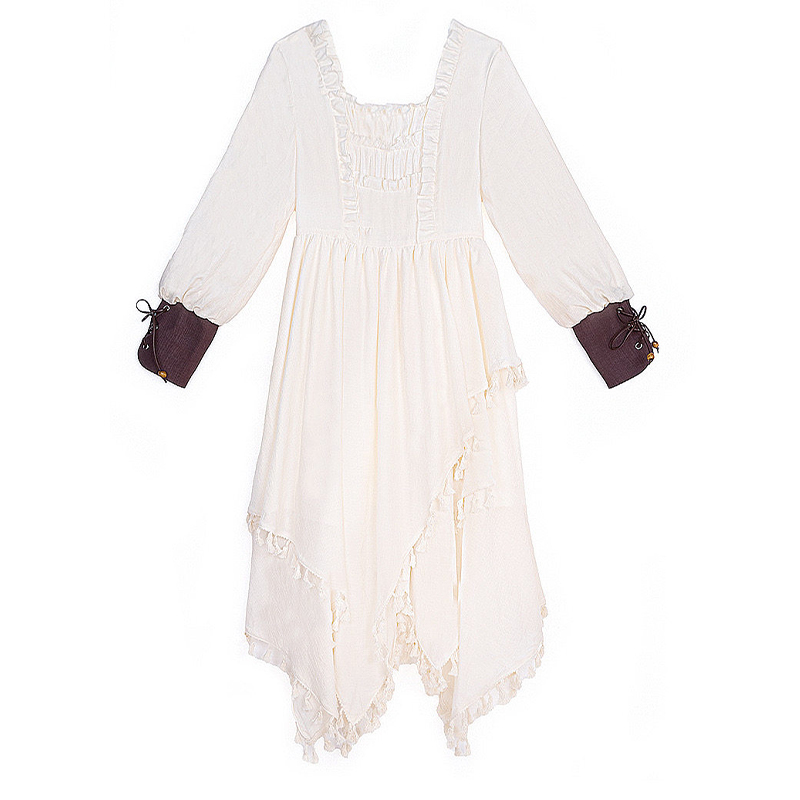 Vintage Tassel Dress Lace-up Top Cape Matching Outfit - Dress - L - image 3