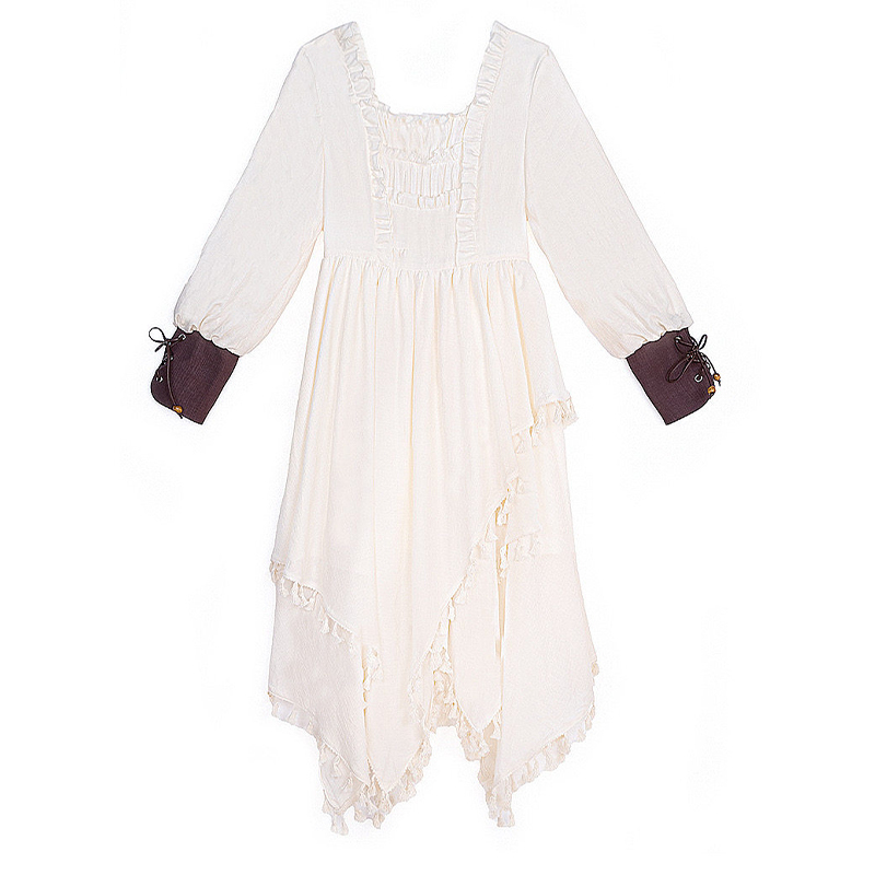 Vintage Tassel Dress Lace-up Top Cape Matching Outfit - Dress - L - image 3
